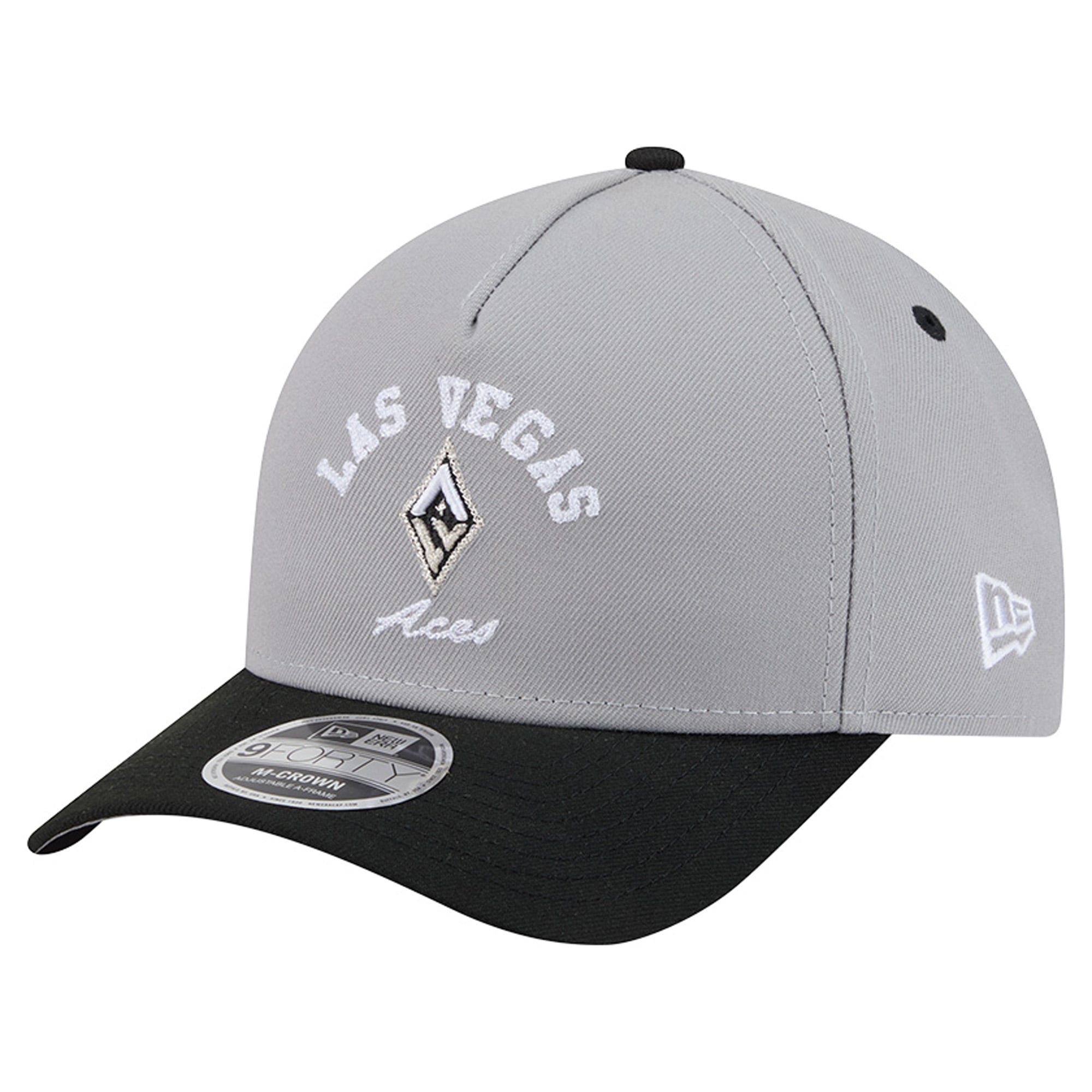 Casquette ajustable New Era Las Vegas Aces Arch 9FORTY A-Frame M-Crown argentée et noire pour femme