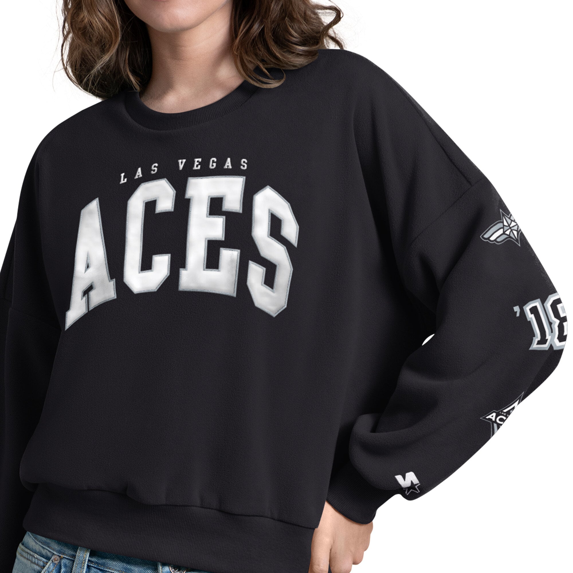 Women's Starter Black Las Vegas Aces Fan Catch Sweatshirt
