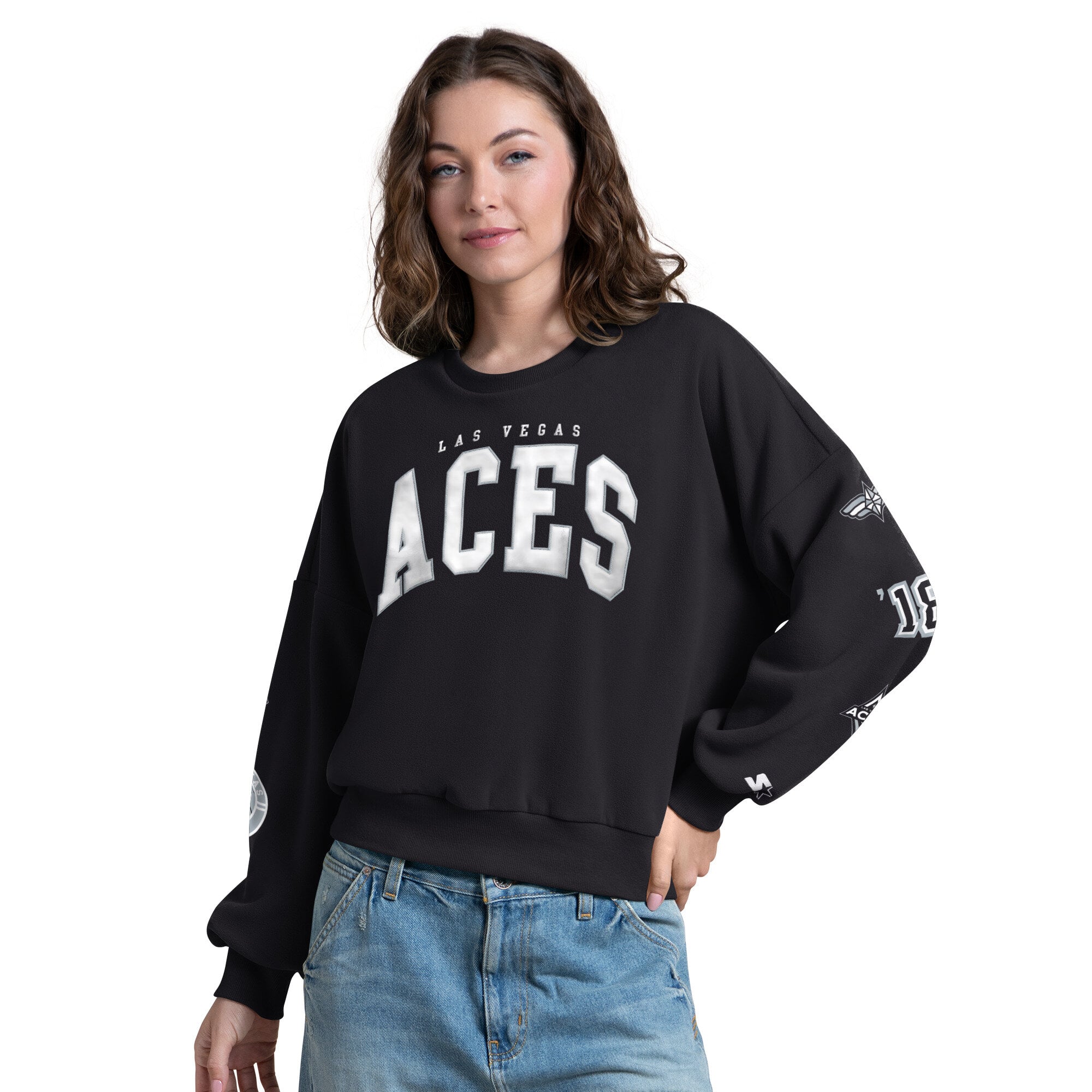 Women's Starter Black Las Vegas Aces Fan Catch Sweatshirt