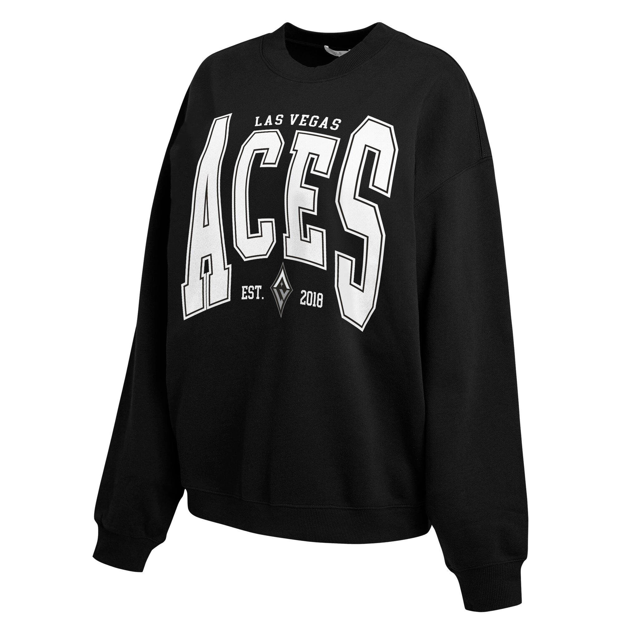 Women's WEAR by Erin Andrews Black Las Vegas Aces Oversized Team Fleece Sweatshirt