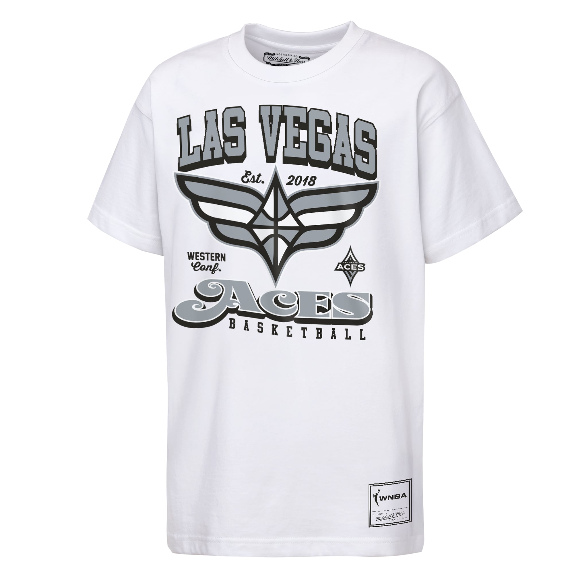 T-shirt Mitchell & Ness blanc pour jeunes, Las Vegas Aces, Terre de la liberté
