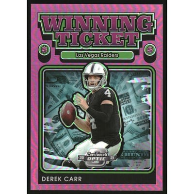 2021 Panini Contenders Optic Winning Tickets Pink #6 Derek Carr