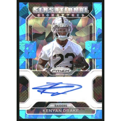 2021 Panini Prizm Sensational Signatures Prizms Blue Ice #39 Kenyan Drake/75