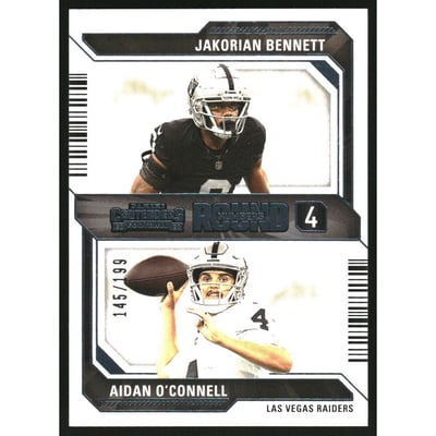 2023 Panini Contenders Round Numbers Blue #18 Aidan O'Connell/Jakorian Bennett