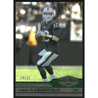 2023 Panini Plates and Patches Green #80 Jimmy Garoppolo