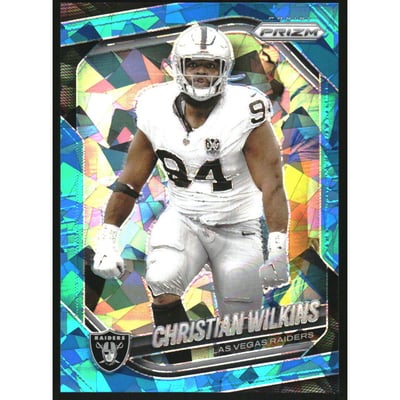 2025 Panini Prizm Prizms Blue Ice #40 Christian Wilkins