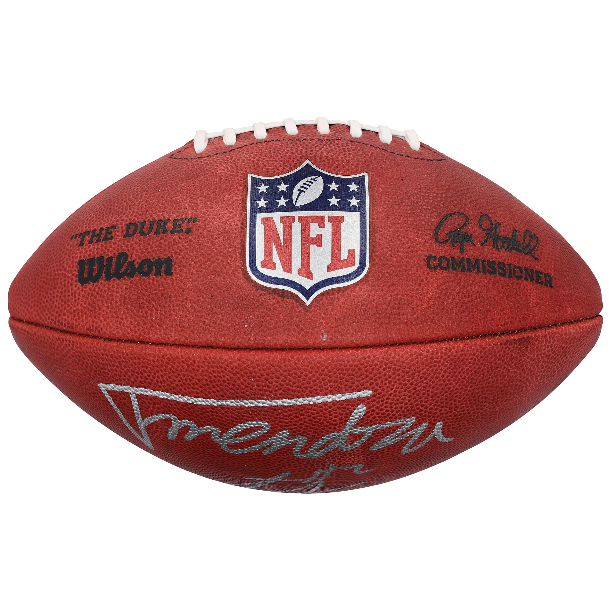 Ballon de football américain Duke en couleur, autographié par Ashton Jeanty et Fernando Mendoza des Raiders de Las Vegas