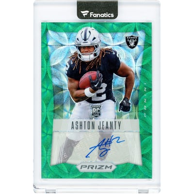 Ashton Jeanty Las Vegas Raiders Autographed 2025 Panini Prizm Green Scope Prizm #RSI-AJY #46/75 Rookie Card
