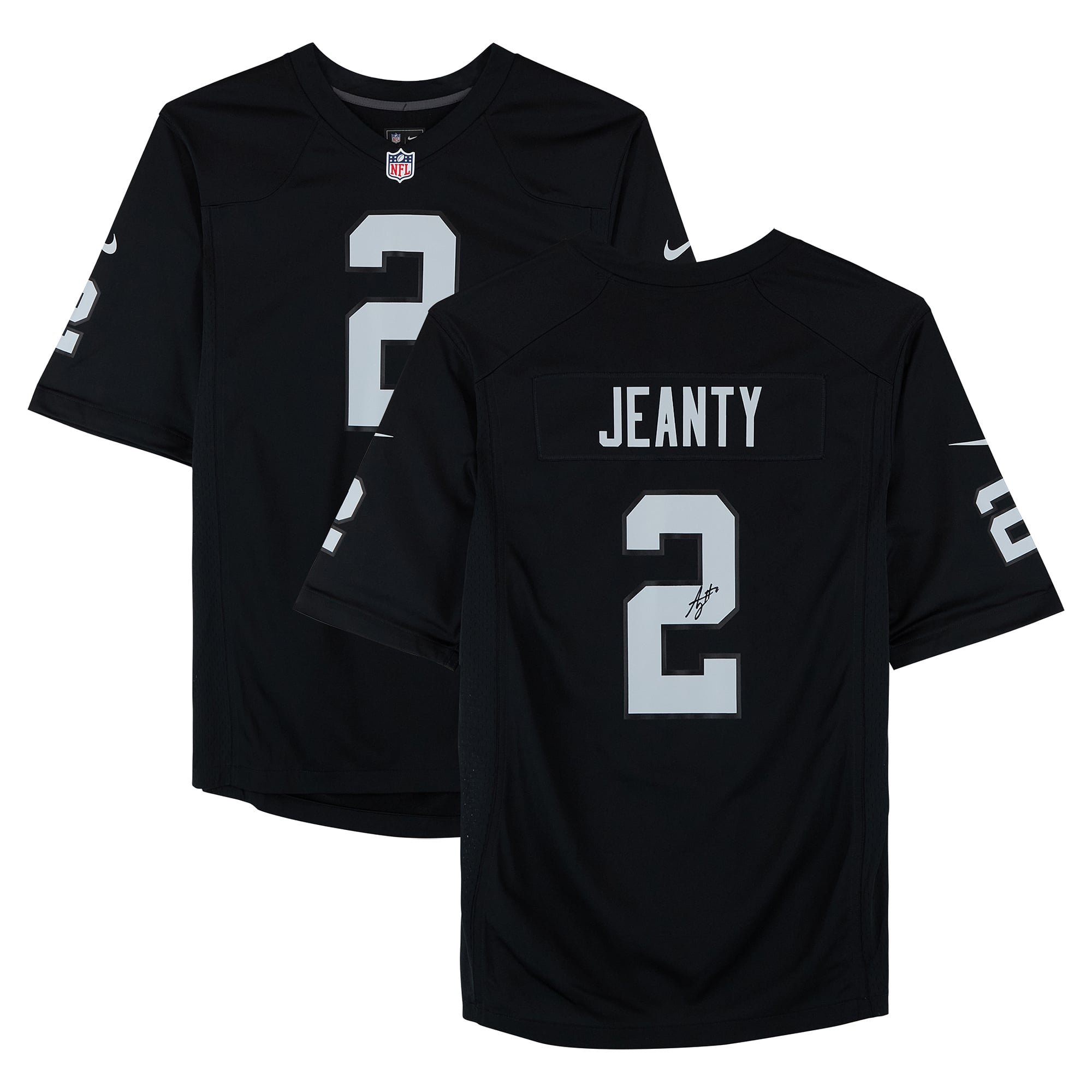 Maillot Nike Vapor Fuse noir en édition limitée, autographié par Ashton Jeanty des Raiders de Las Vegas