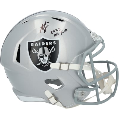 Ashton Jeanty Las Vegas Raiders Autographed Fanatics Authentic Riddell Speed Replica Helmet with "2025 #6 Pick" Inscription