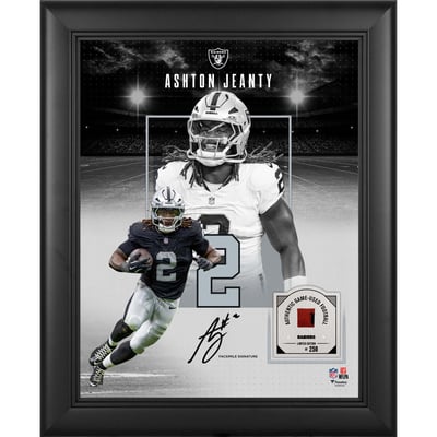 Ashton Jeanty Las Vegas Raiders Facsimile Signature Fanatics Authentic Framed 11" x 14" Showcase Collage with a Piece of Game-Used Football - Limited Edition of 250