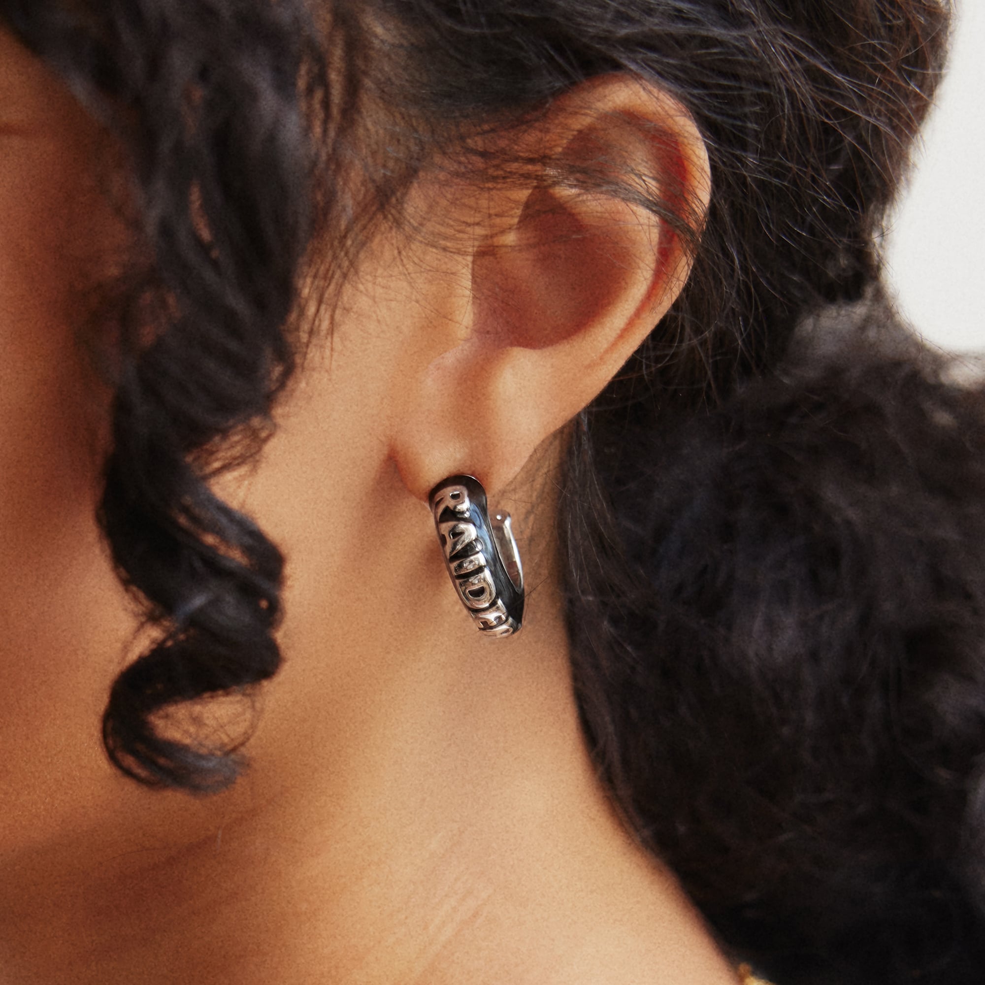 BaubleBar Las Vegas Raiders Puffy Enamel Hoop Earrings