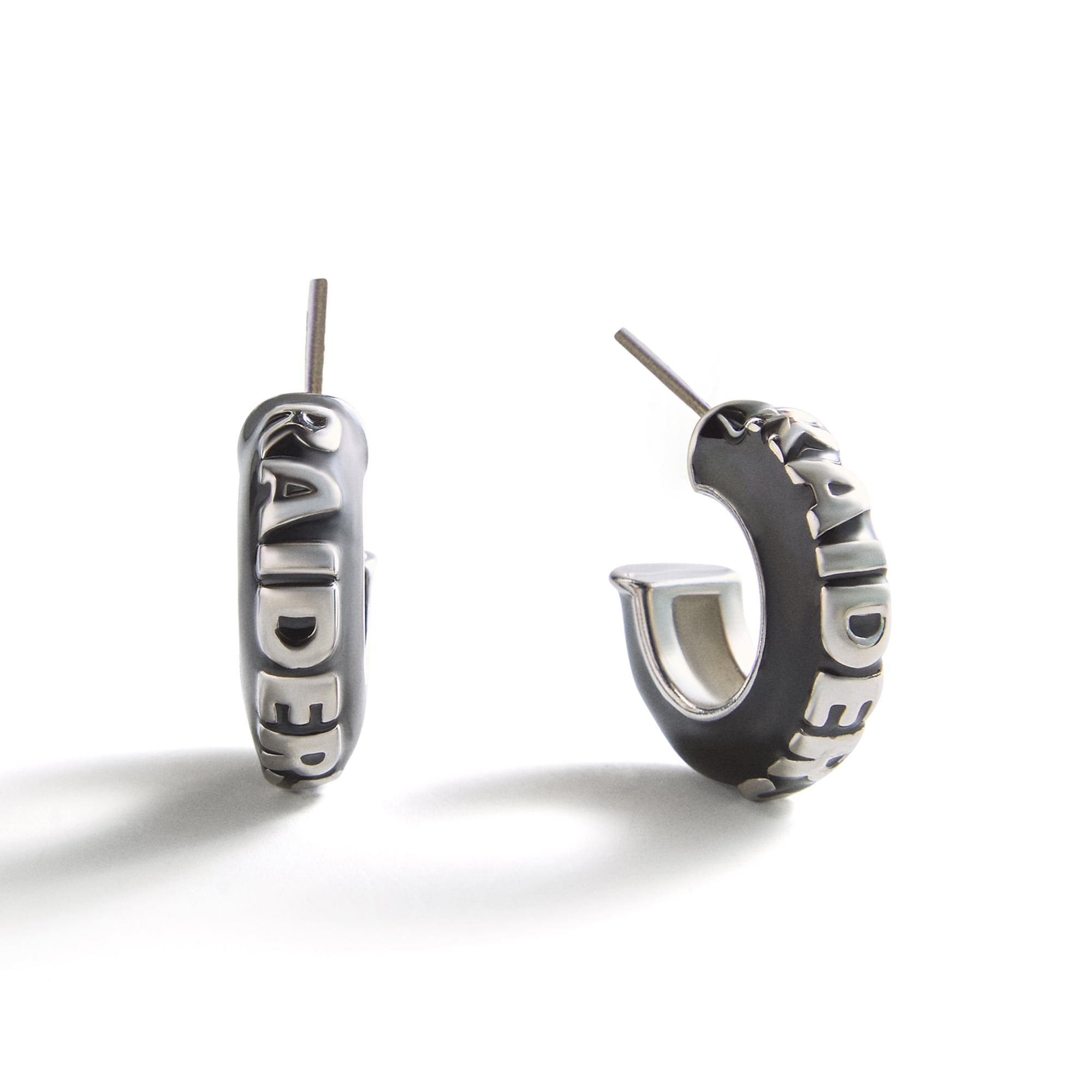 BaubleBar Las Vegas Raiders Puffy Enamel Hoop Earrings
