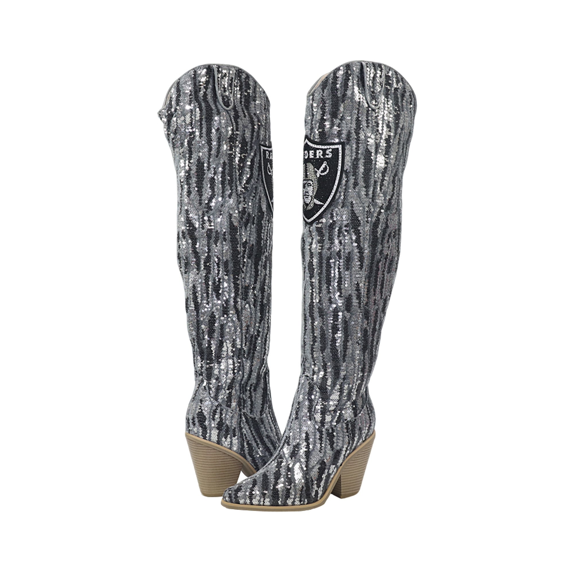 Cuce Las Vegas Raiders Over-the-Knee Two-Tone Sequin Boots