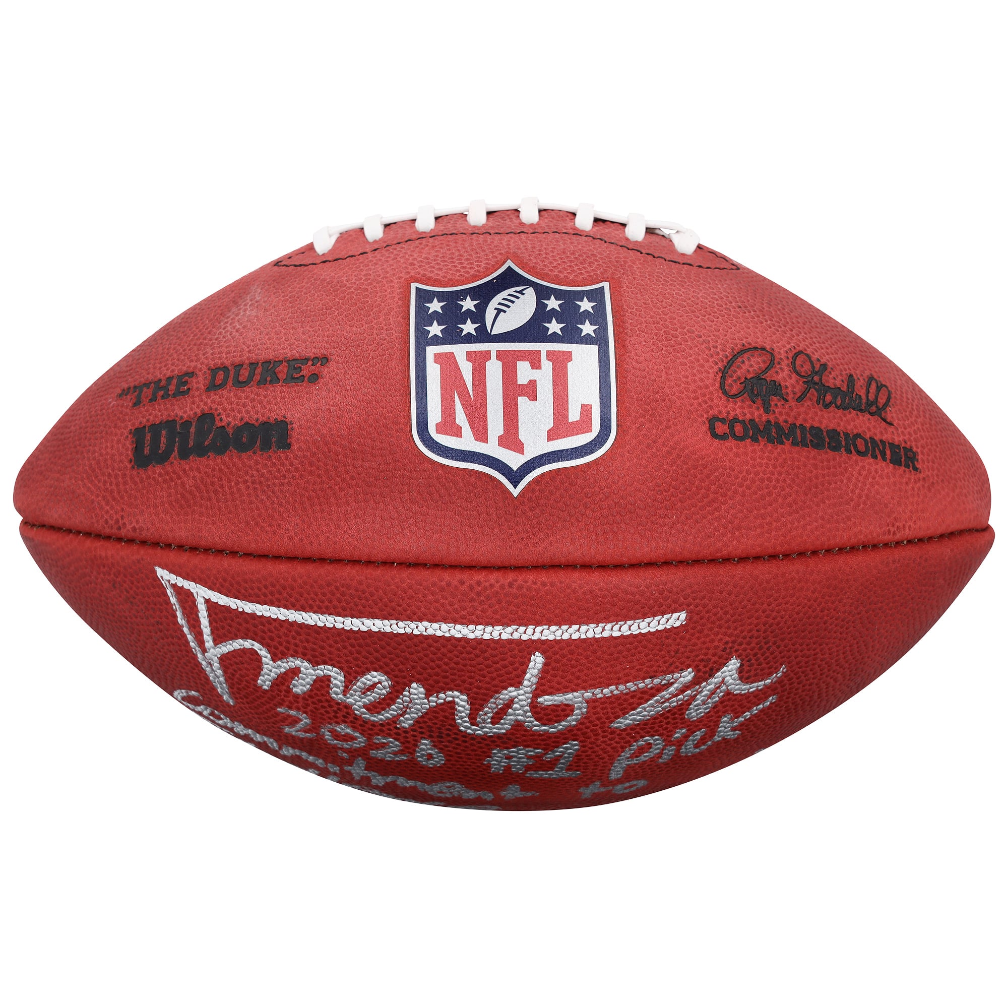 Ballon de football américain Duke, autographié par Fernando Mendoza (Las Vegas Raiders), en couleurs et avec plusieurs inscriptions - Édition limitée à 50 exemplaires