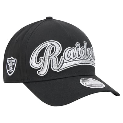 Las Vegas Raiders New Era Girls' Glitz A-Frame 9FORTY Adjustable Hat - Black
