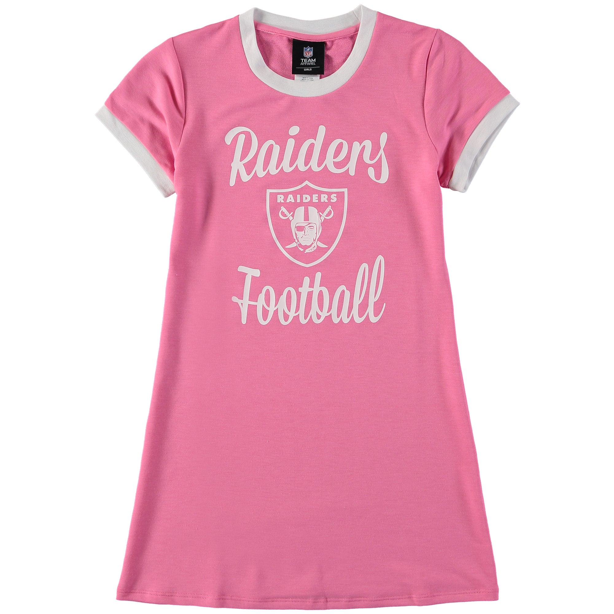 oakland raiders jersey dress Girls Toddler Pink Las Vegas Yardline Ringer DEAD50