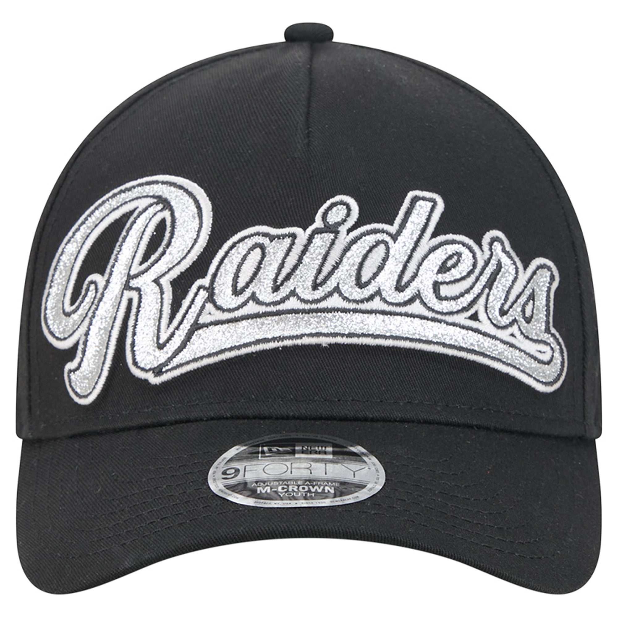 Casquette ajustable New Era 9FORTY noire Las Vegas Raiders pour filles et jeunes
