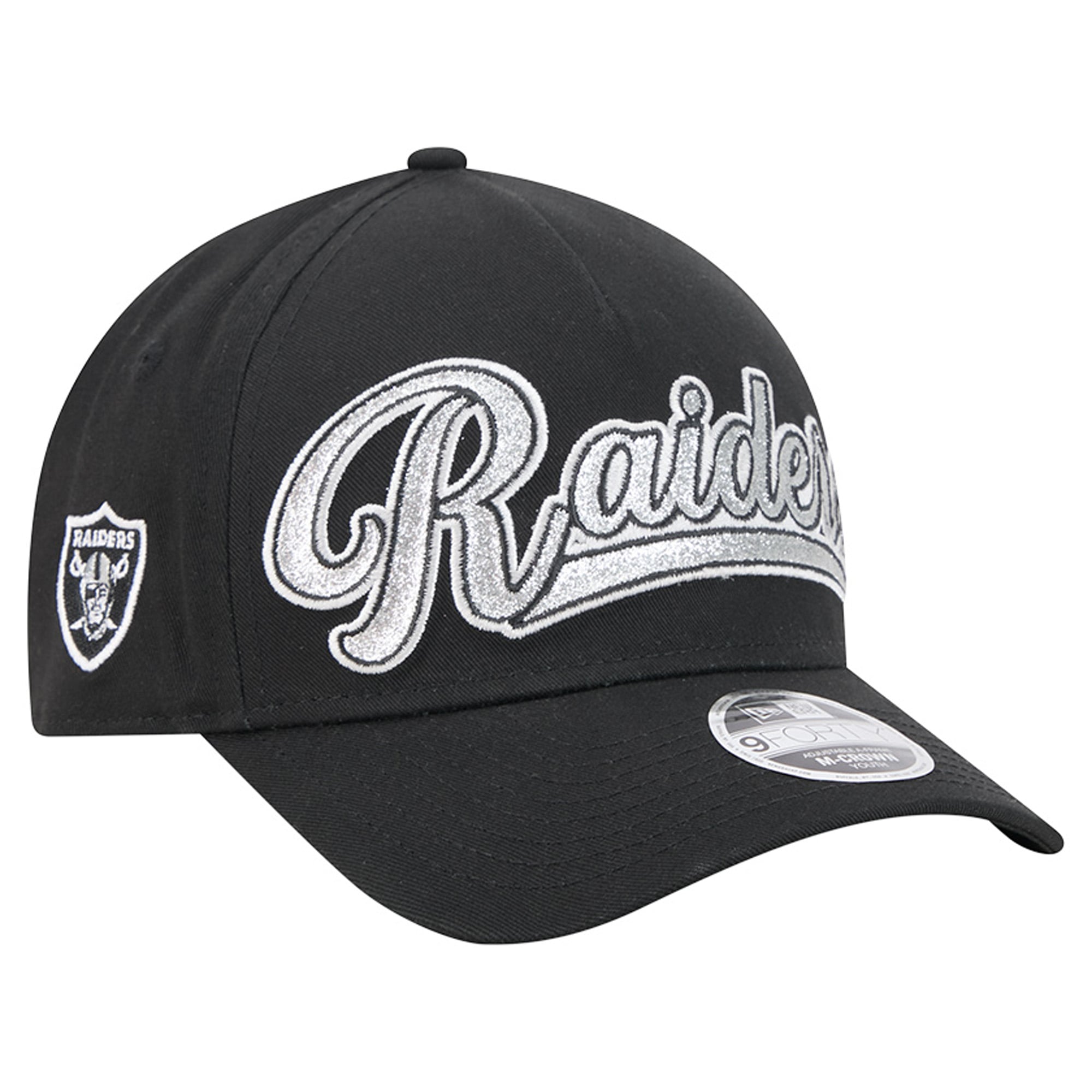 Casquette ajustable New Era 9FORTY noire Las Vegas Raiders pour filles et jeunes