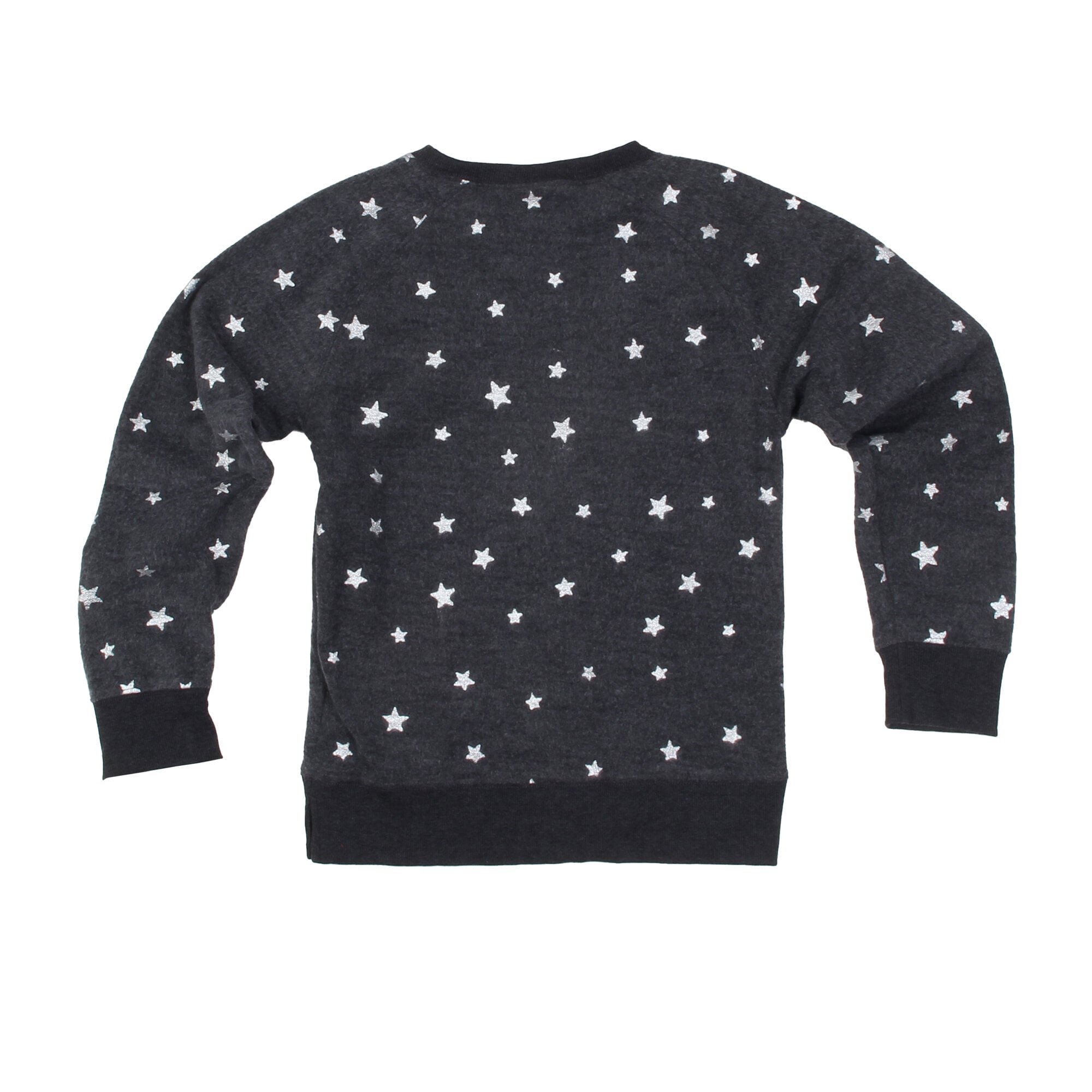Girls Youth Wes & Willy Black Las Vegas Raiders Shimmer Star Reverse Sweatshirt