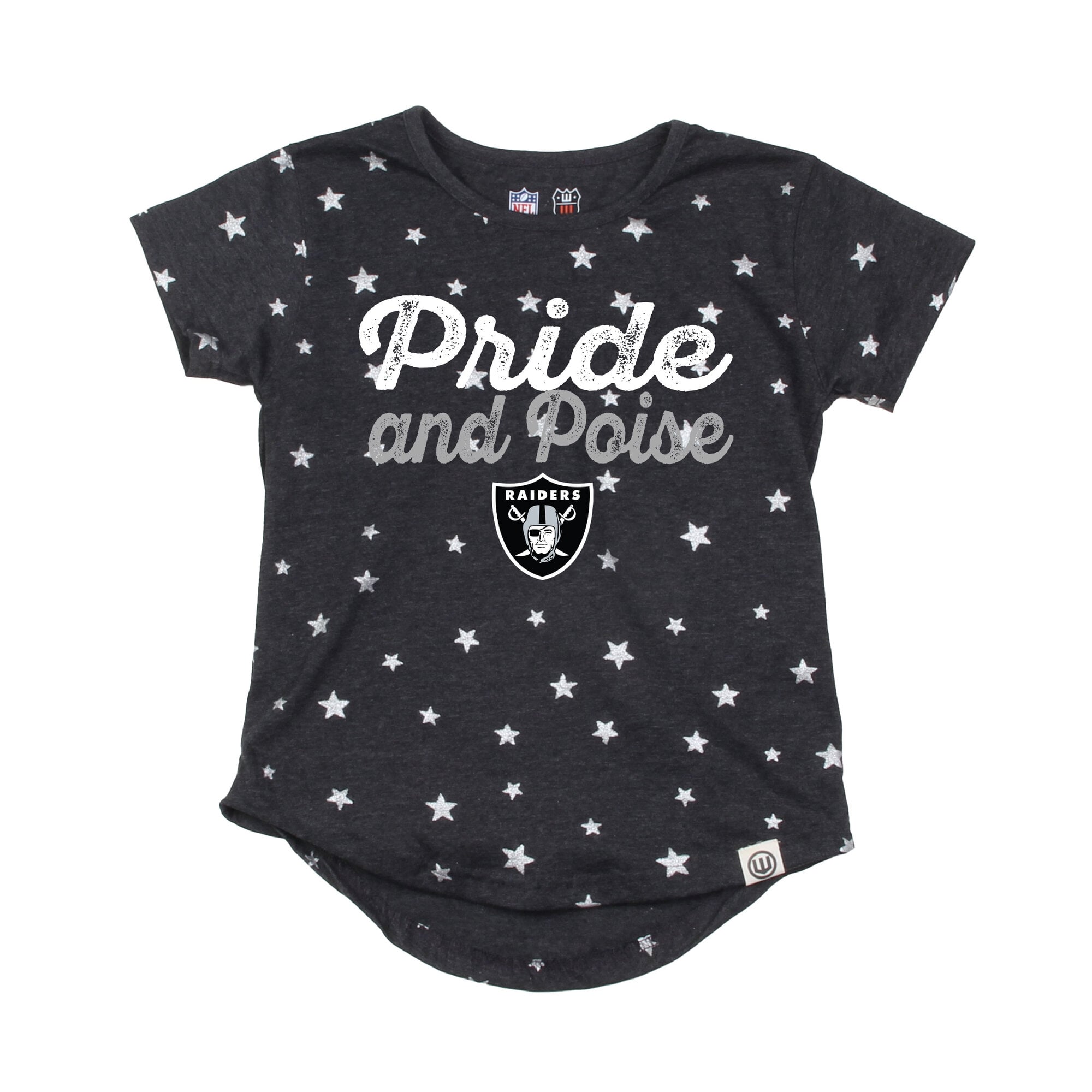 T-shirt à étoiles scintillantes Wes & Willy Black Las Vegas Raiders pour filles