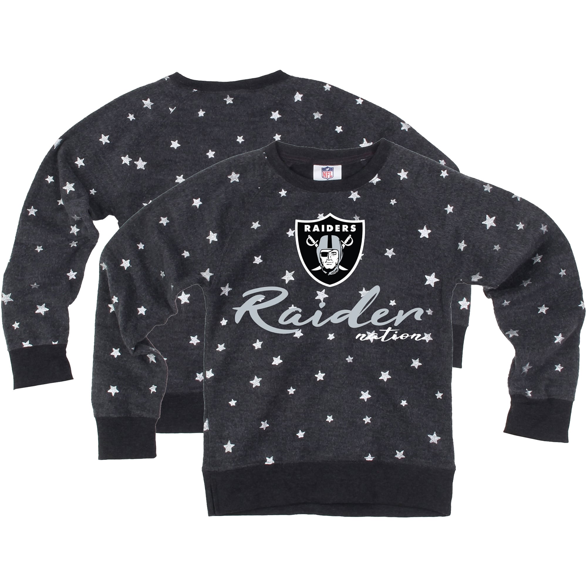 Sweat-shirt en polaire à motif étoile inversée pour filles Wes & Willy, couleur anthracite, des Las Vegas Raiders