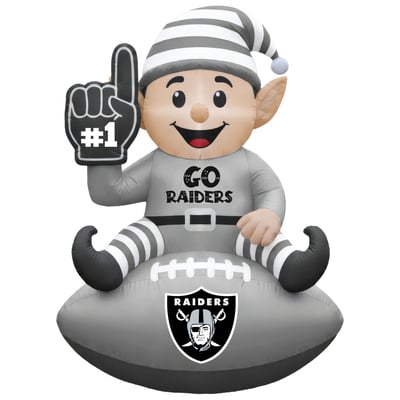 Las Vegas Raiders 4' Elf on a Football Outdoor Yard Inflatable