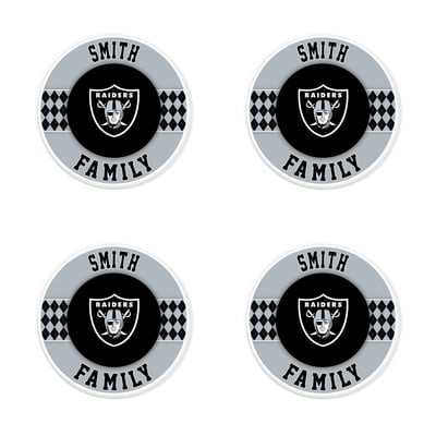 Las Vegas Raiders 4" Personalized Circular Coasters 4-Pack Set