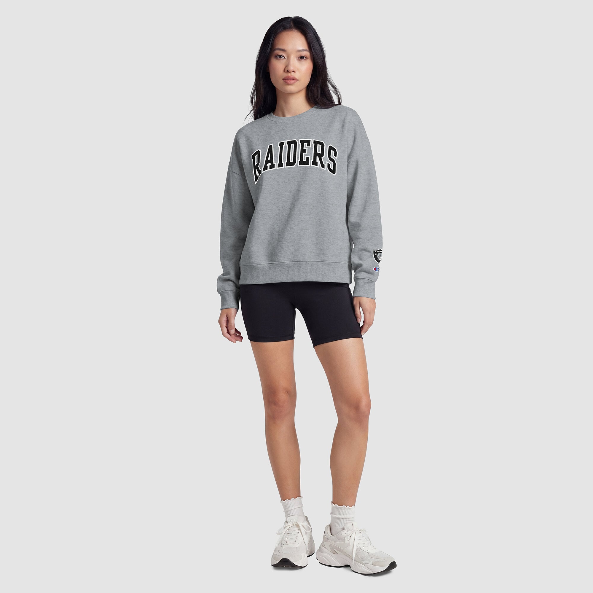 Sweat-shirt à doublure contrastée pour femme, Las Vegas Raiders Champion - Gris chiné