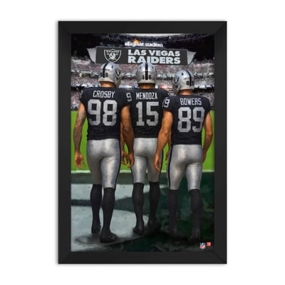 Las Vegas Raiders Maxx Crosby, Fernando Mendoza & Brock Bowers 14" x 20" Three-Player Framed Print