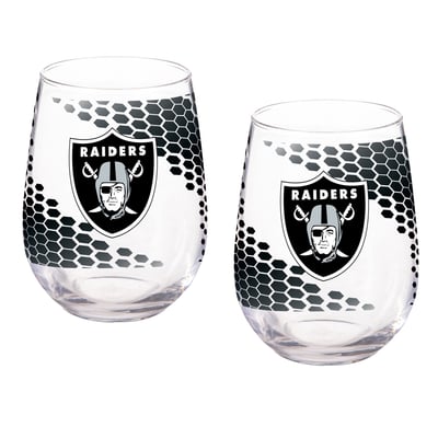 Las Vegas Raiders Two-Piece 17oz. Color Fade Stemless Wine Glass Set