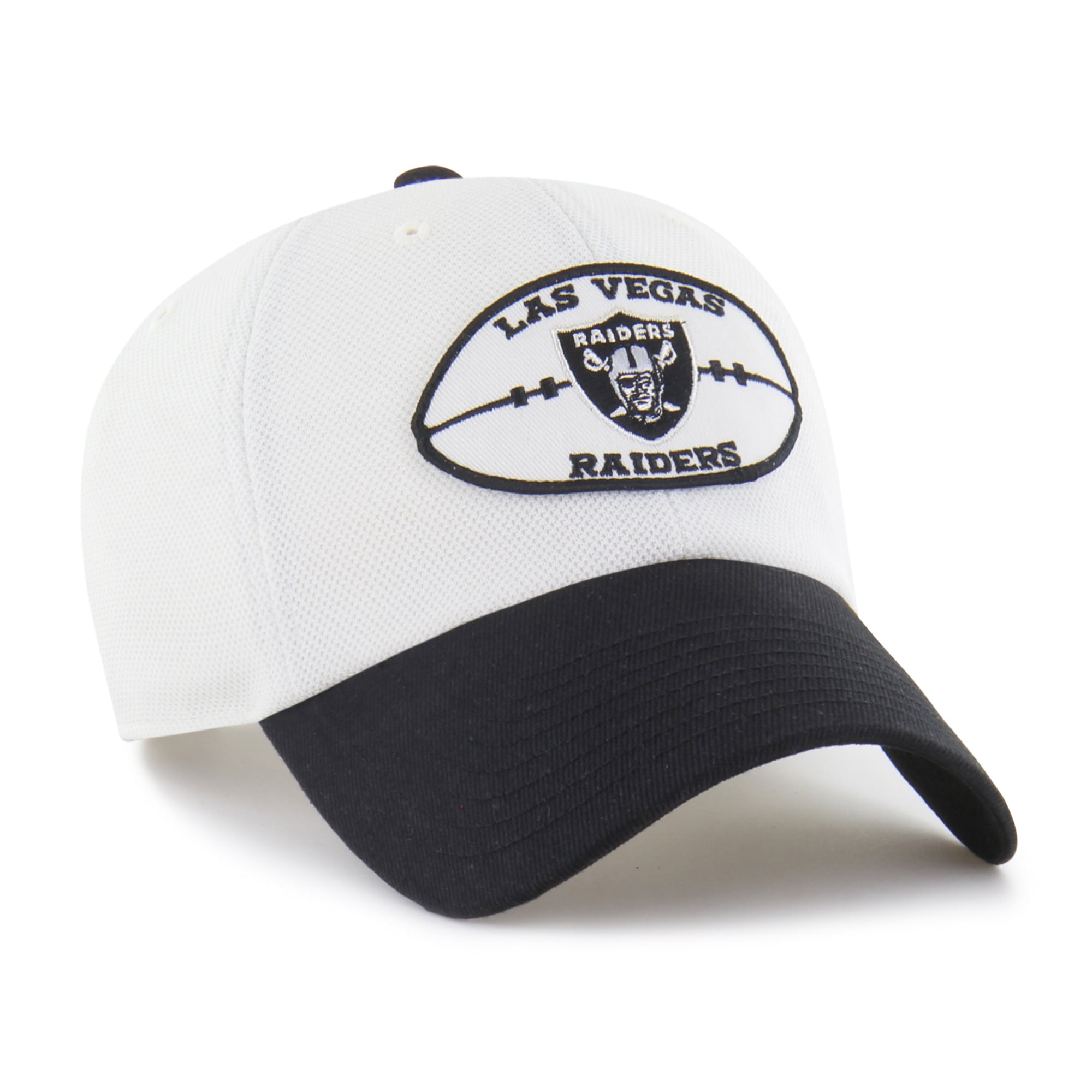 Men's '47 White/Black Las Vegas Raiders Pique Patch Clean Up Adjustable Hat