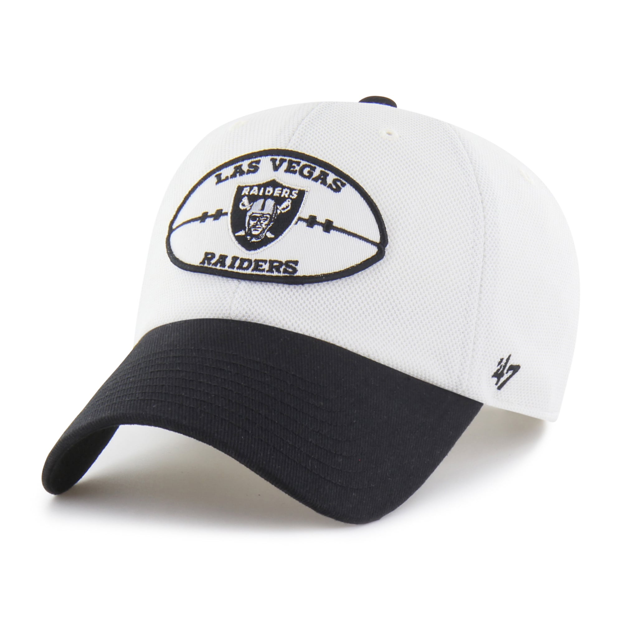 Men's '47 White/Black Las Vegas Raiders Pique Patch Clean Up Adjustable Hat