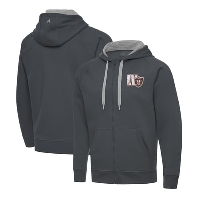 Las Vegas Raiders Antigua Woodland Camo Victory Full-Zip Hoodie - Charcoal
