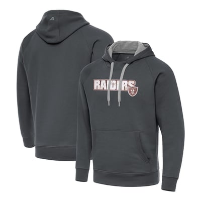 Las Vegas Raiders Antigua Woodland Camo Victory Hoodie - Charcoal