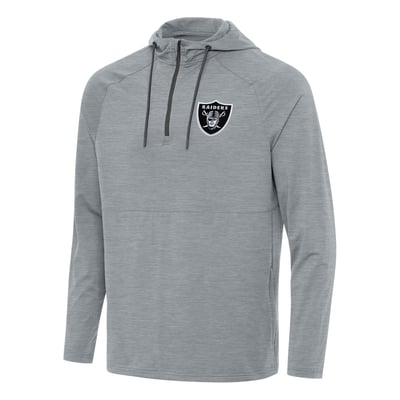  Las Vegas Raiders Antigua Spikes Quarter-Zip Pullover Hoodie - Heather Gray