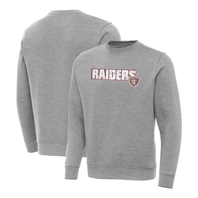 Las Vegas Raiders Antigua Woodland Camo Victory Sweatshirt - Heather Gray