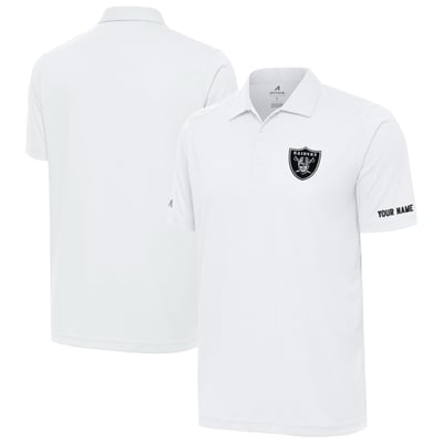 Las Vegas Raiders Antigua  Personalized Tribute Polo - White