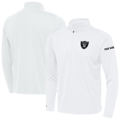 Las Vegas Raiders Antigua  Personalized Tribute Quarter-Zip Pullover - White