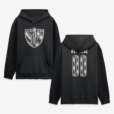 Las Vegas Raiders Big & Tall Metallic Mascot Personalized Name & Number Hoodie - Black