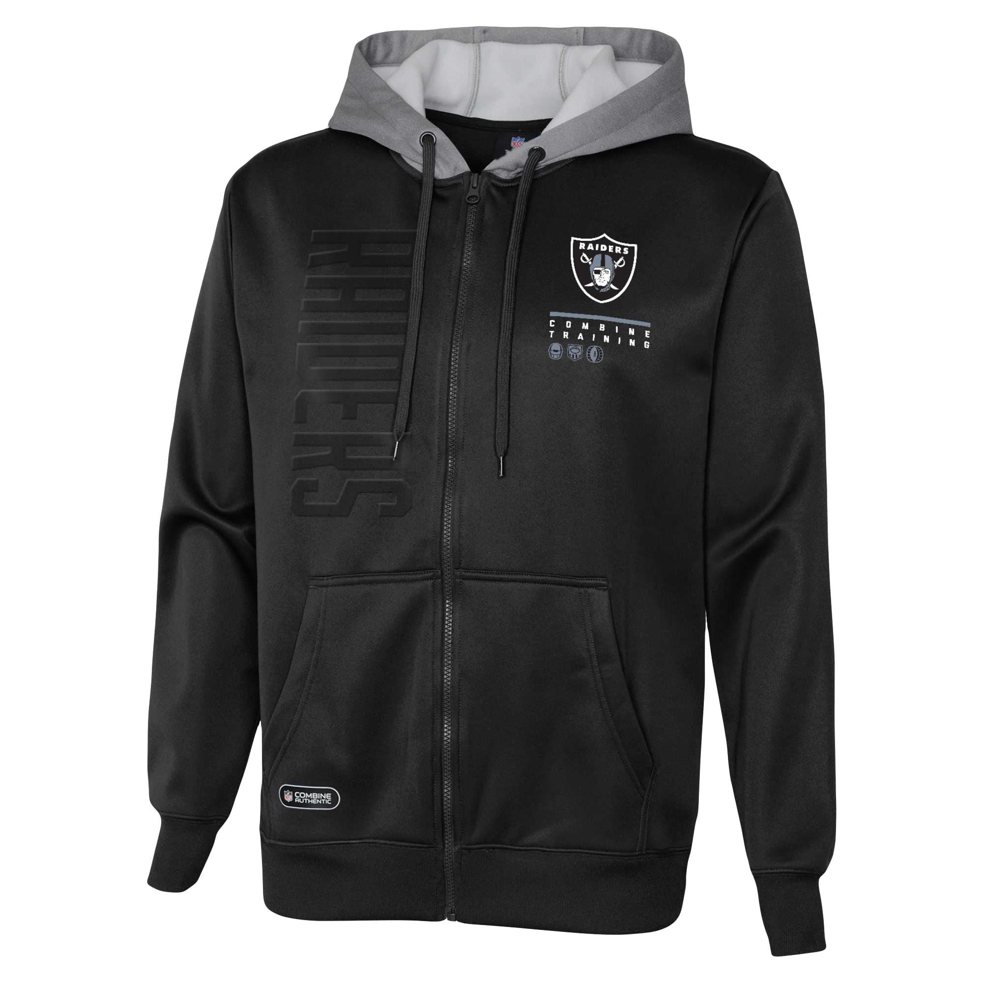 Sweat à capuche entièrement zippé noir Las Vegas Raiders Combine Authentic Field Play pour hommes