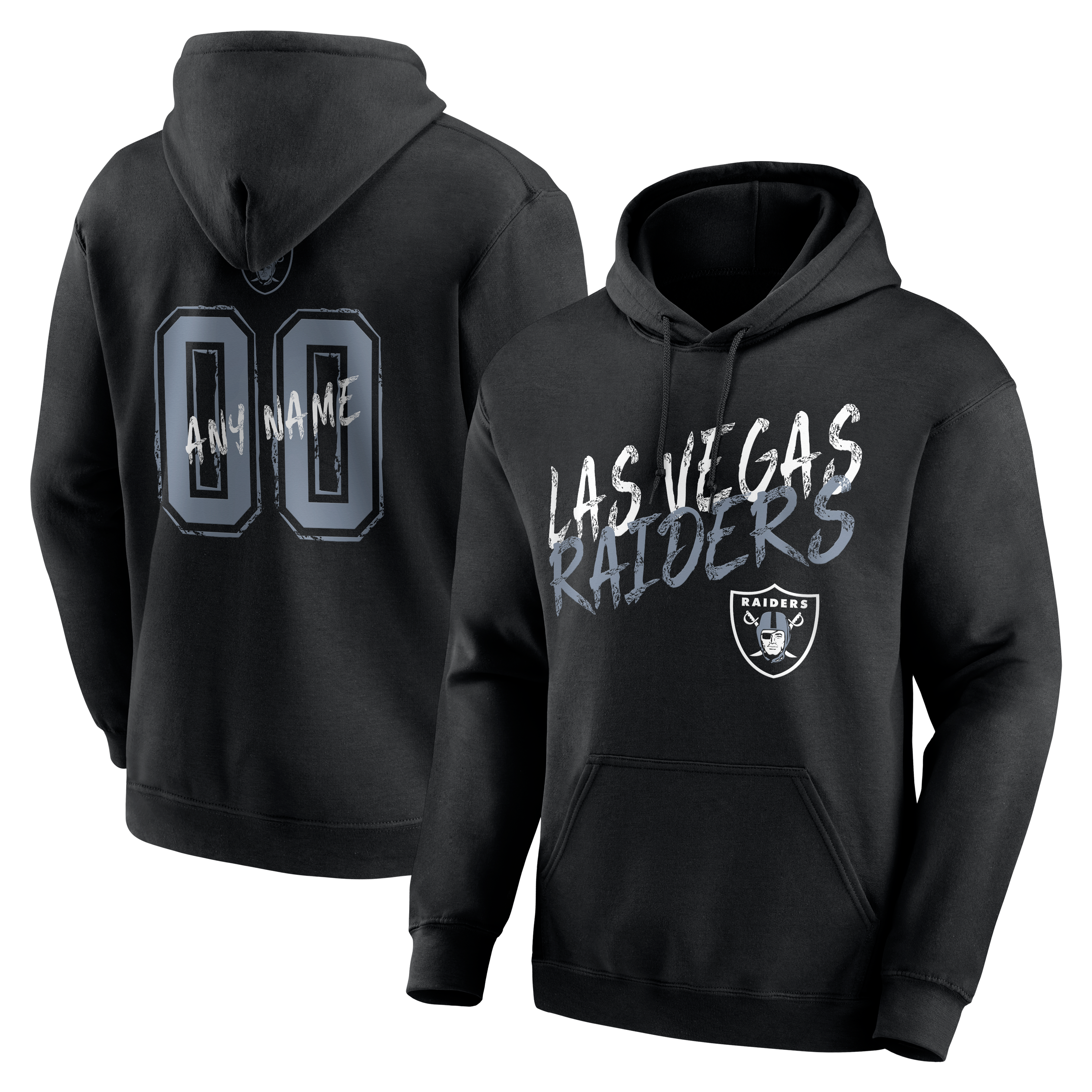 Men's Black Las Vegas Raiders Hustle Personalized Name & Number Hoodie