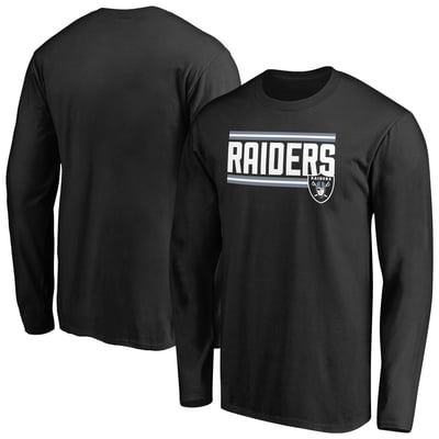 Las Vegas Raiders Iconic Collection On Side Stripe Long Sleeve T-Shirt - Black