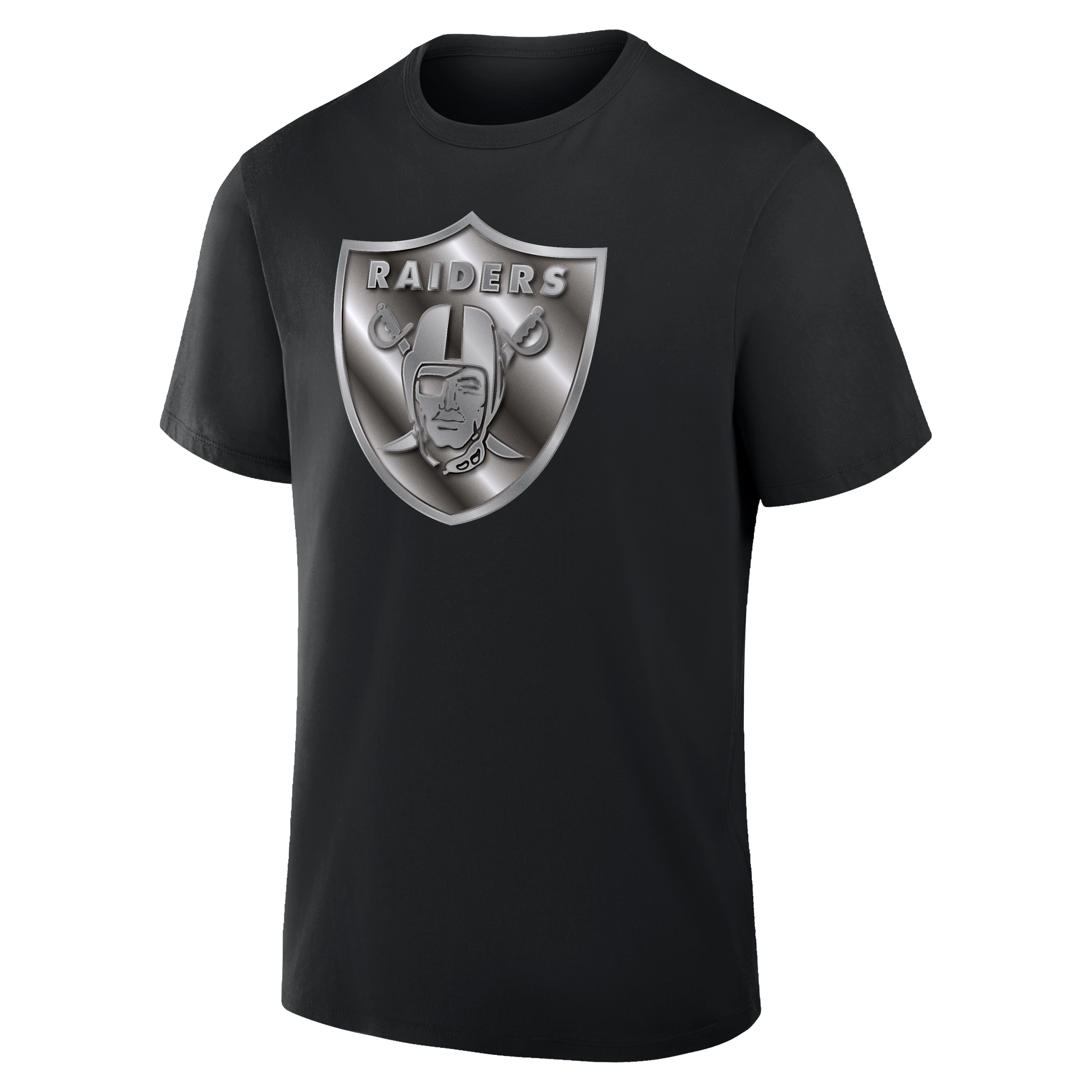 T-shirt noir pour homme avec mascotte métallique des Raiders de Las Vegas