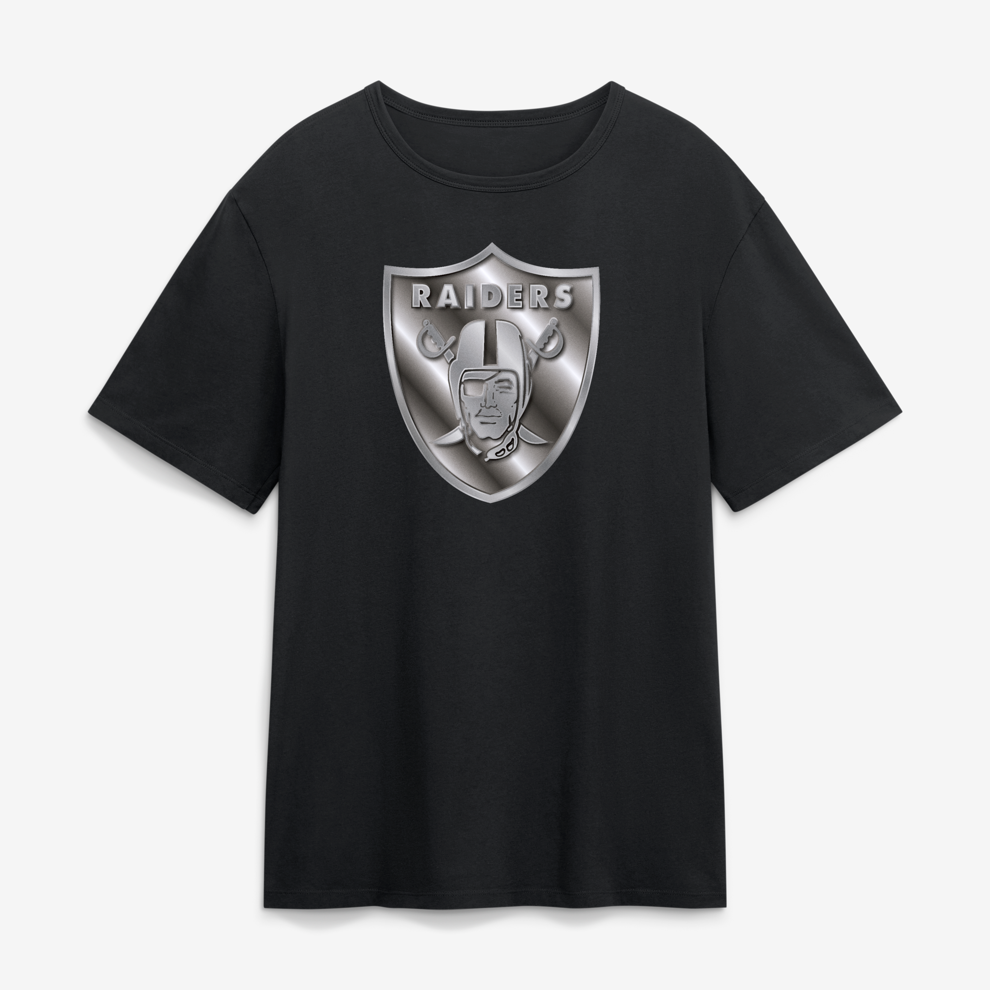 T-shirt noir pour homme avec mascotte métallique des Raiders de Las Vegas