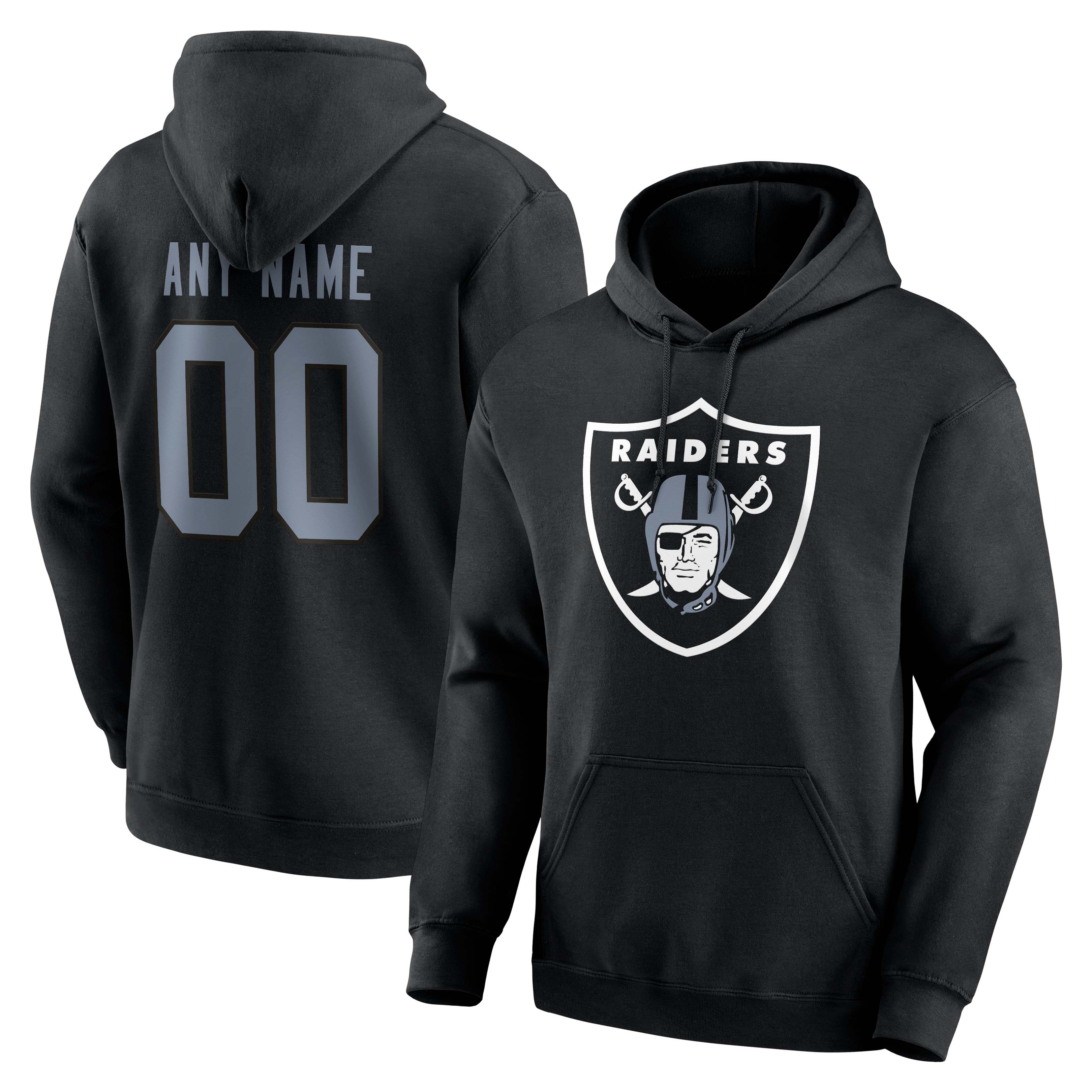 Men's Black Las Vegas Raiders Team Authentic Personalized Name & Number Hoodie