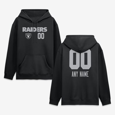 Las Vegas Raiders  Touchdown Wordmark Personalized Name & Number Hoodie - Black