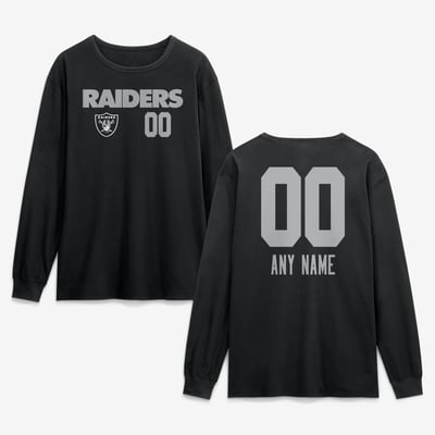 Las Vegas Raiders  Touchdown Wordmark Personalized Name & Number Long Sleeve T-Shirt - Black