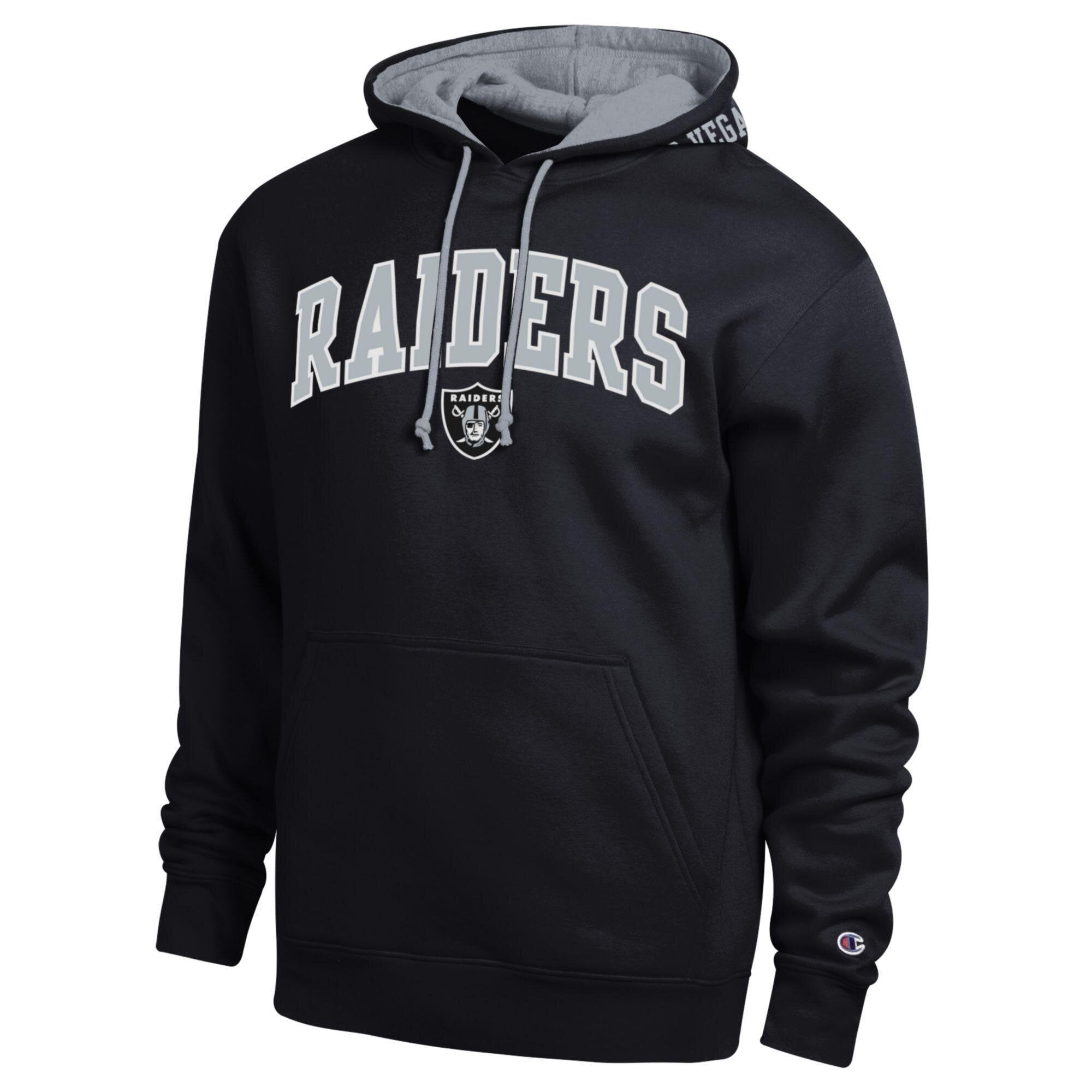 Sweat à capuche contrasté Champion noir/gris chiné Las Vegas Raiders pour homme