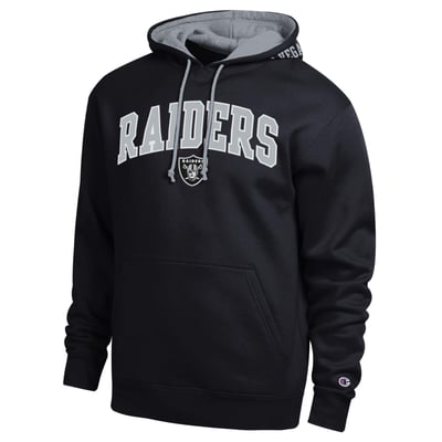  Las Vegas Raiders Champion Contrast Hoodie - Black/Heather Gray